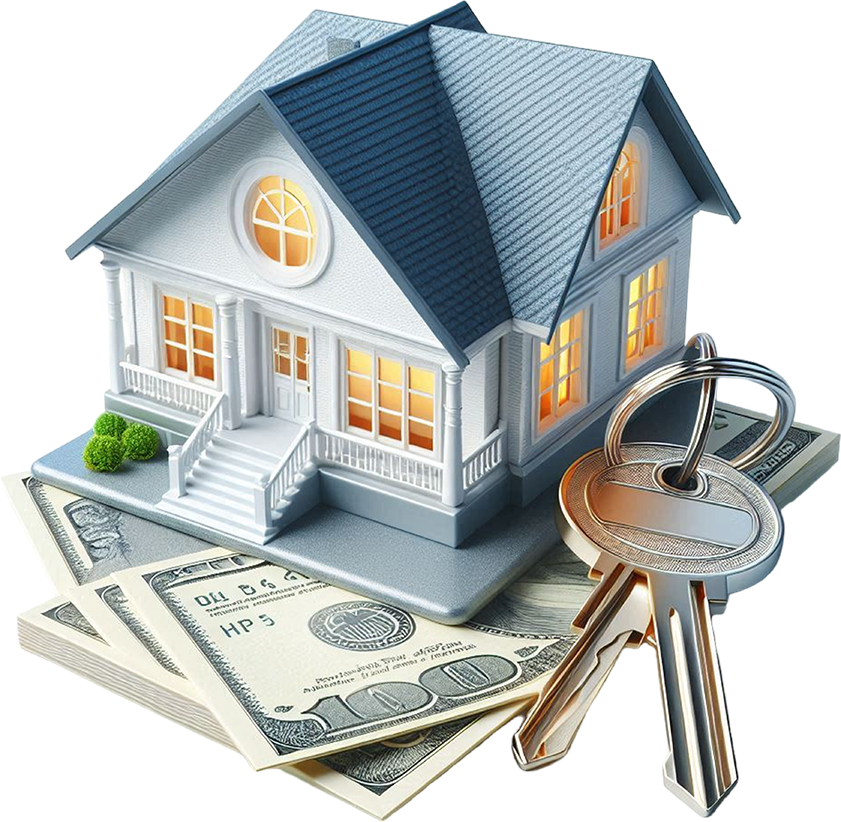 House, keys, and cash representing renters insurance coverage